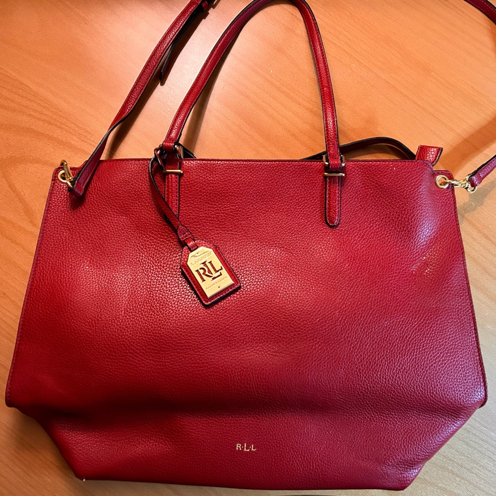 Beautiful Ralph Lauren Red Leather Tote